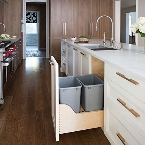 Double Pullout Trash Can, Min Cabinet Opening 15" W, 35 Qt