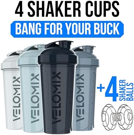 4 Pack 28oz Shaker Cups for Protein Shakes, Aqua Depths
