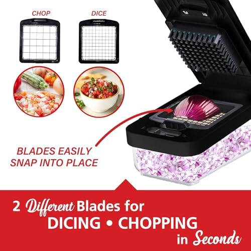 Brentwood All-in-One Food & Vegetable Chopper, Mandoline Slicer, and Cheese Grater with 4.25-Cup Storage Container and 8 Interchangeable Stainless Steel Blades (Black) - Image 3