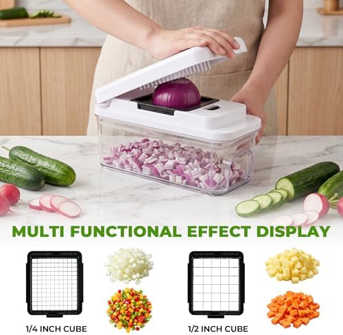 SUSTEAS Vegetable Chopper with Pull-Out Container, 7-Blade Mandolin Slicer - Image 4
