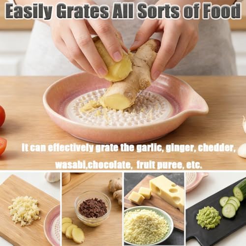 New Gradient Ceramic Grater Plate, Exquisitely Handcrafted Ginger Grater Plate for Chocolate, Fruits, Vegetables, Ginger, Garlic, and Cheese (Green)