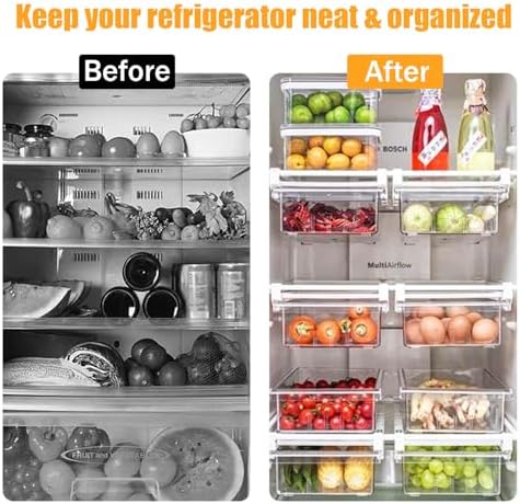 Fridge Drawer Organizer 2 Pack, Fridge Organizers and Storage