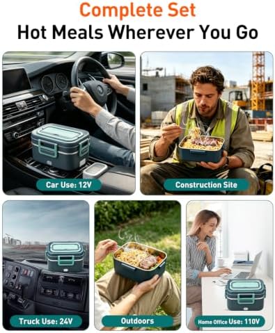 Electric Lunch Box for Adults 2.8L+0.5L, 100W Heated Lunch Box