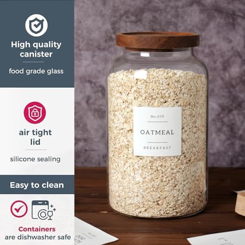 2 PCS Large Glass Jar with Airtight Lid, Glass Food Storage Jars for Tea,Spice,Cereal, Egg,Flour,Coffee and More(98 FL OZ/2800 ml)