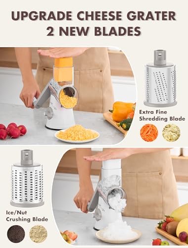 GDL Cheese Grater Hand Crank, Rotary Cheese shredder, Vegetable Slicer - Image 2