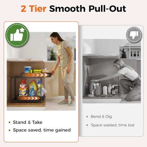 3-Pack 2-Tier Under Sink Organizers with Sliding Drawers