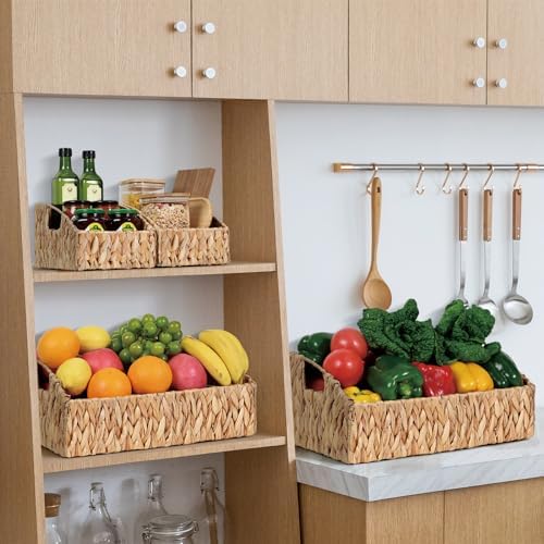 Pantry Baskets for Organizing, Wicker Basket Shelf Storage