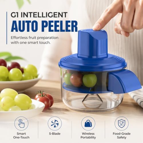Transparent Electric Fruit & Vegetable Peeler Garlic Peeler, Blue