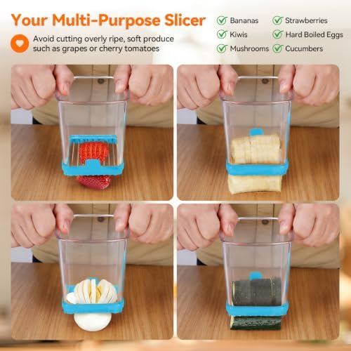 Strawberry Slicer Cup, Fruit Cutter – Quick-Slice, Meal Prep, Electric Blue - Image 7