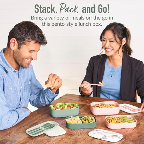 Classic Stackable 3-Compartment Adult Bento-Style Lunch Box