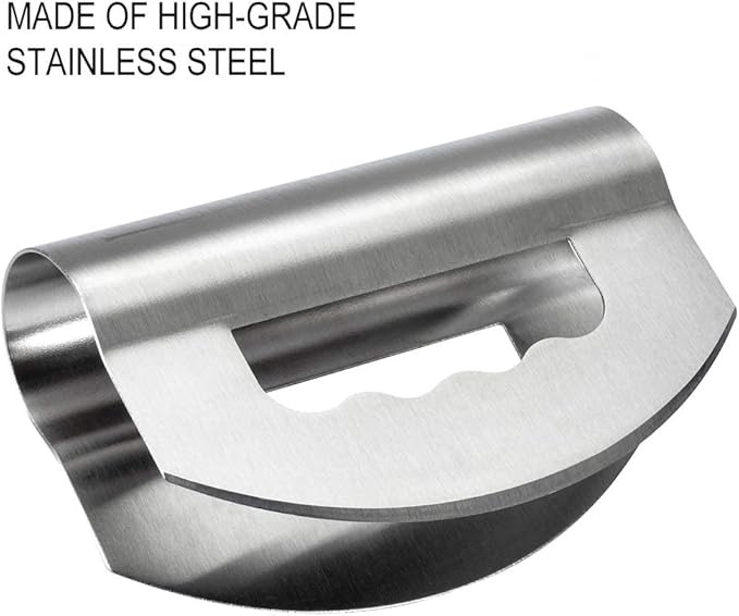 Salad Knife Chopper with Protective Cover - Stainless Steel Salad Cutter, Double Blade Chopping Knife, Mezzaluna Salad Chopper for Salad and Vegetable Mincing