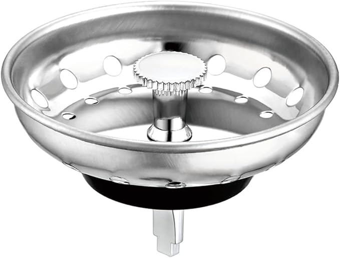 3.5 Inch Kitchen Sink Stainless Steel Drain Strainer and Stopper with 3-Bolt Flange, Drain Basket, Sink Drain Assembly, 3.5 Inch Sink Drain Stopper Plug