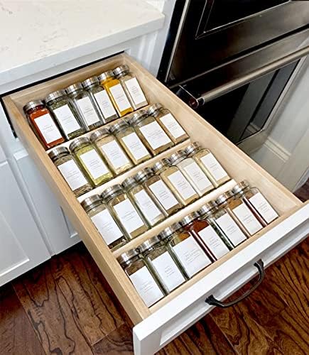 Clear Spice Drawer Organizer, 4 Tier Acrylic Seasoning Rack, Small