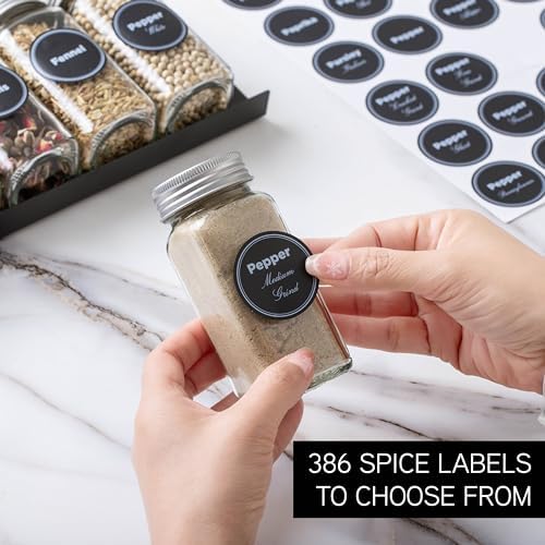 Spice Drawer Organizer, Spice Rack Drawer for Kitchen, 4 Tier Black Drawer Spice Organizer with 28 Jars and labels with a pen, Silicone Funnel, 13" by 17.5"