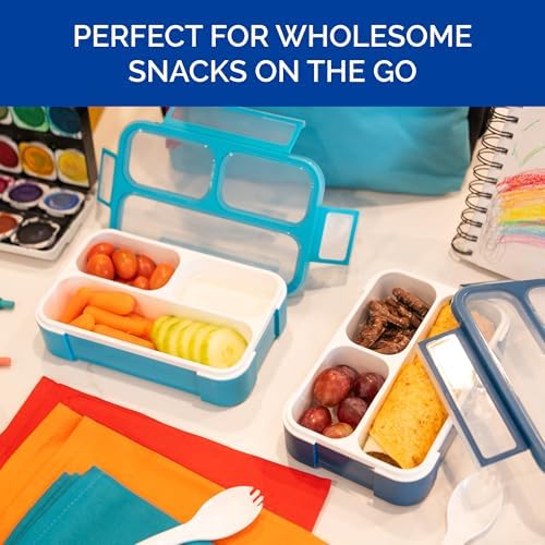 Small Snack Box Containers for Kids Toddlers, Set of 2 (Navy+Blue)