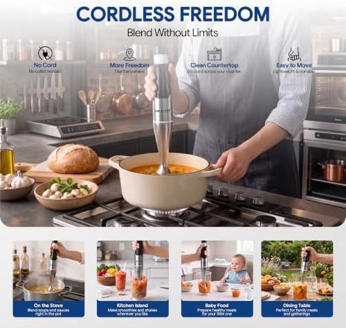 Cordless Immersion Blender, 3-in-1, Smart Control, Low Noise - Image 4