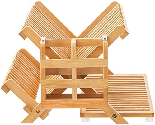 Bamboo 3 Tier Dish Drying Rack with Utensil Holder