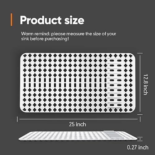 Silicone Sink Mat 25"x13", White Silicone Sink Mats and Protectors