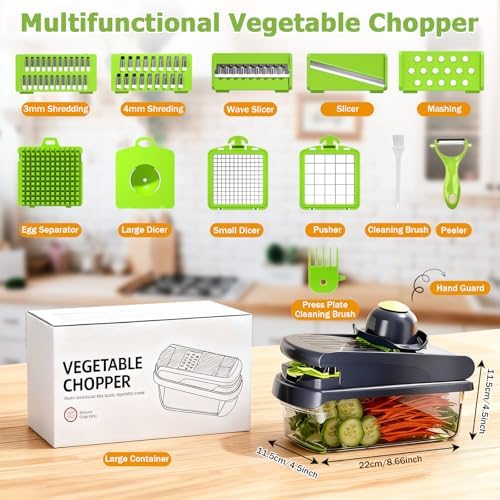 15 in 1 Vegetable Chopper with Container and Stainless Steel Blades - Image 2