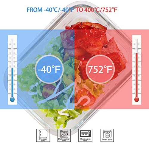 Glass Food Storage Containers with Lids 9 Pack, 3 Shape Airtight Set