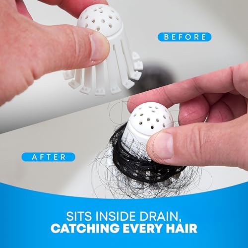 Toss 21pk Disposable Bath Tub Drain Strainers - Hair Catcher Snare for Shower Bathtub to Prevent Clogged Drains, Traps Human and Pet Hair, One Year Supply (White)
