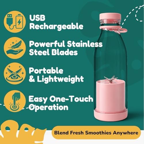 Portable Blender for Shakes & Smoothies, Personal Blender with 11.8 oz Travel Cup & Lid, Mini Blending Machine for Juice & On-the-Go Use - Image 4