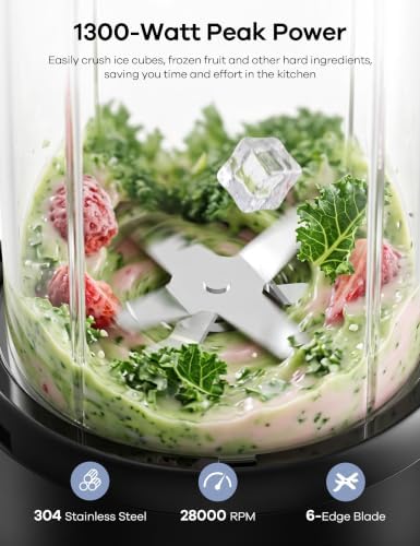 Smoothie Blender Max 1300W, Personal Kitchen Blender & Grinder Combo