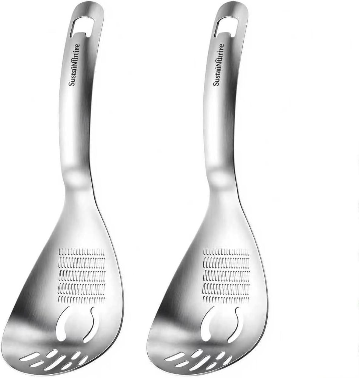 5‑in‑1 Multifunctional Cooking Spoon, 304 Stainless Steel Kitchen Utensil, Egg Yolk Separator, Potato Masher, Ginger Garlic Grater, Slotted Strainer Spoon, Dishwasher‑Safe, Set of 2