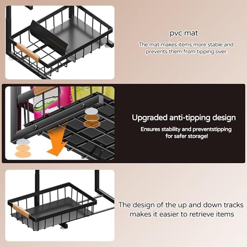 2-Tier Pull-Out Under Sink Organizer, 2-Pack, Large, Black