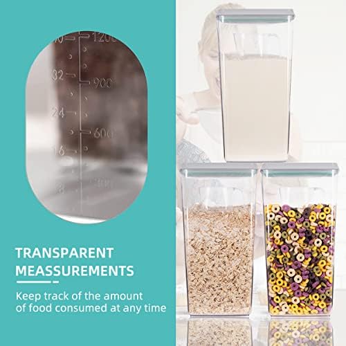 Airtight Pop Cereal Container, 3300ml Each Large Cereal Containers with Scoops Food Storage Canister Dispenser Perfect For Cereal Flour Spaghetti Rice Kitchen Organizing 3.5qt