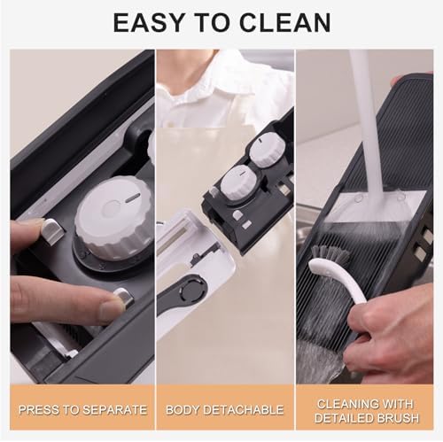 Safe Mandoline Slicer Pro, Veggie Slicer with Container, Black