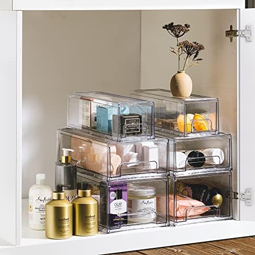Clear Stackable Storage Drawers for Refrigerator (Medium, 2 Pack)
