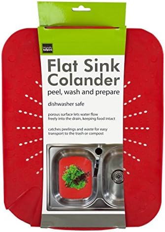 OF449 Flat Sink Colander, White/Red