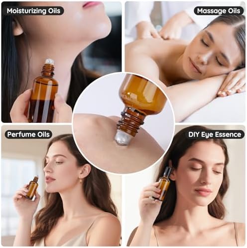 Segbeauty 1.69oz Glass Roller Bottles for Essential Oils, 5 Pack of 50ml Amber Empty Rollerball Bottles for Oil, Anointing Oil Bottle for Travel Storage, Perfume Refill Bottle Travel Size Containers - Image 6