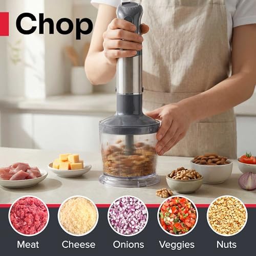 Multistick 5-in-1 Immersion Blender Handheld, 12-Speed Hand Mixer