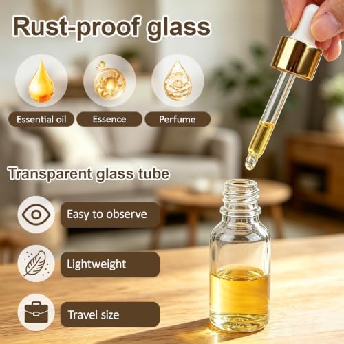 1/2 Oz Clear Glass Dropper Bottles, 15ml Dropper Bottles for Tinctures,Leak-proof Glass Dropper Bottle, Suitable for Essential Oils, Laboratory Chemicals, Cologne, and Perfume - Image 5