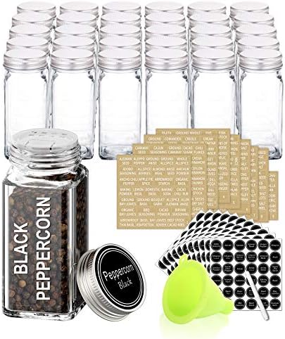 30 Pcs Glass Spice Jars with Lids, 4oz Spice Bottles with Labels