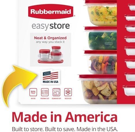 EasyStore Large Containers, 18-Piece Set, Food Storage Containers with Lids