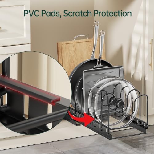 Pull Out Pots and Pans Organizer Under Cabinet, 1 Pack 8 Dividers