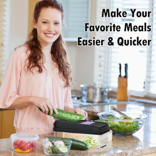 12-in-1 Vegetable Chopper with 7 Blades, Food Veggie Cutter, Purple