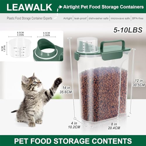 Cat Dog Pet Food Storage Container Up to 5-7Lbs BPA-free-Dark Green