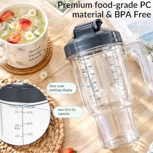 33.5 oz Blender Replacement Cups with Handle Compatible with NutriBullet - Image 4