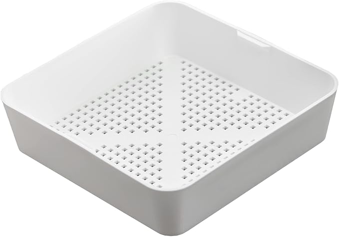 8.5-inch Floor Sink Drain Cover Alternative, Square Drain Basket for Restaurants, Use Below 3 Compartment Sink. Sink Strainer with 0.19-inch Holes, Versatile Plastic Drain Screen Basket