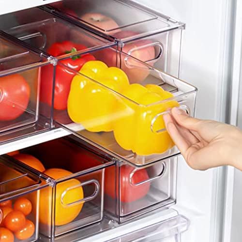 2 Pack Fridge Organizer with Pull-out Drawer, Stackable Freezer Organizer Bin, Pantry Organization and Storage, BPA Free, 3.17QT