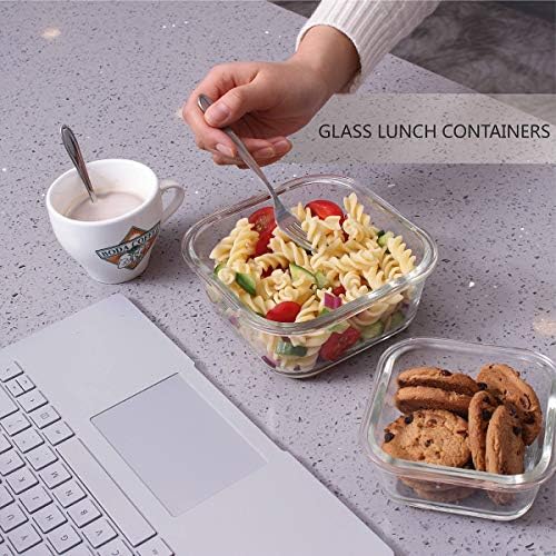 Glass Food Storage Containers with Lids 9 Pack, 3 Shape Airtight Set