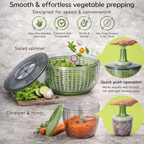 Brieftons 6.34-Quart Large Salad Spinner and Chopper, Lettuce Dryer Washer - Image 2
