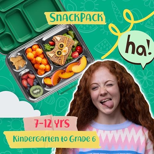 Stainless Steel Bento Box Kids, Kids Metal Bento Lunch Box BPA Free Lunch Box Containers 304 Stainless Steel Bento Box for School and Office(Green)
