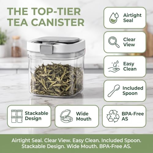 2 Pack Air Tight Loose Leaf Tea Storage Organizer Containers Set