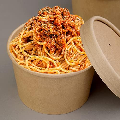Wuadua 12 oz Disposable Kraft Paper Soup Containers with Lids- 75 Pack - Image 3