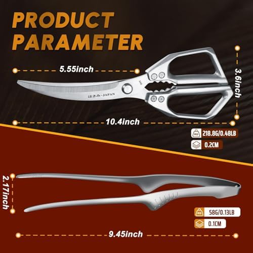 Kitchen Scissors and Cooking Tong, Kitchen Shears Set All Purpose